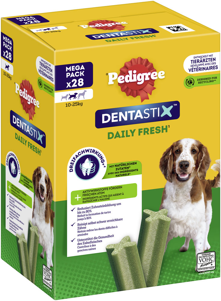 Pedigree - Dentastix Tägliche Frische Multipack für mittelgroße Hunde 4x7 Stück - 4 x 720g - 2