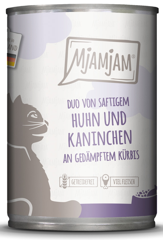 DUO von saftigem Hühnchen & Kaninchen an gedämpftem Kürbis