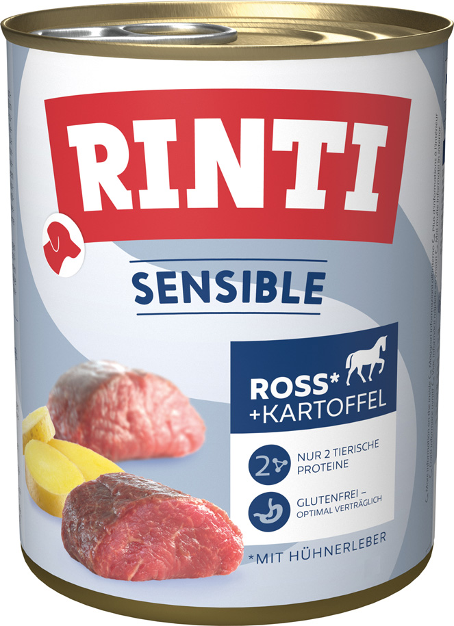 Rinti - Sensible Ross, Hühnerleber & Kartoffel - 6 x 800 g - 1