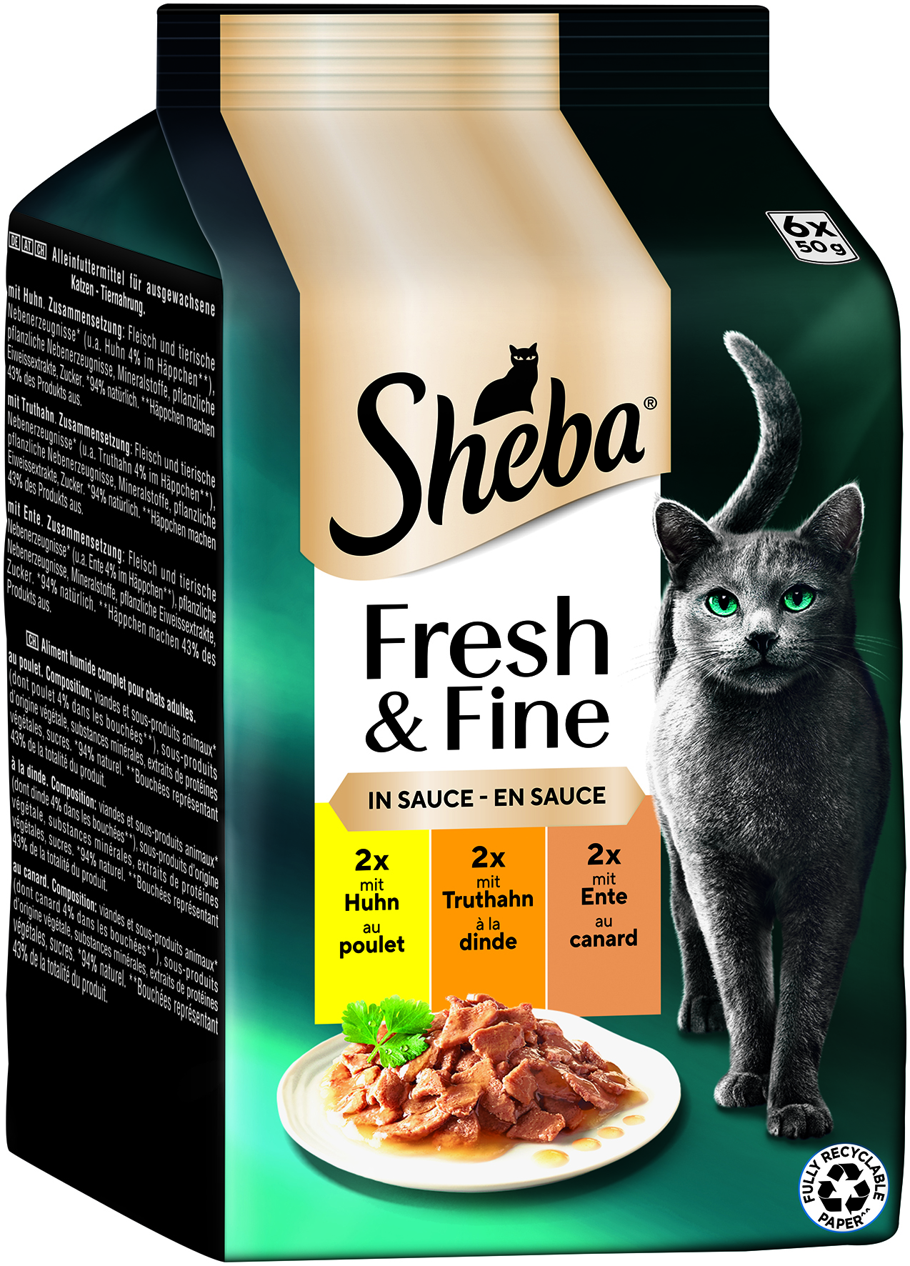 Sheba - Fresh & Fine Huhn, Truthahn und Ente - 6 x 300 g - 1