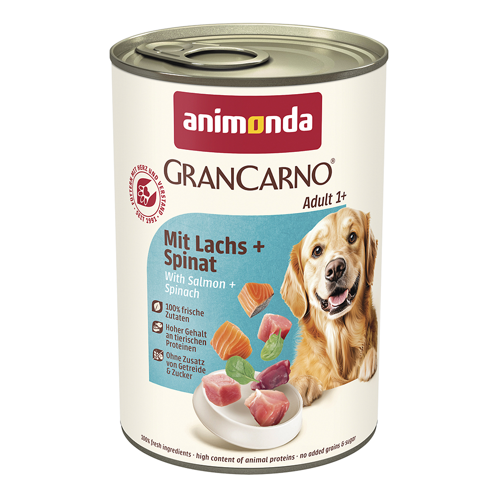 Animonda Gran Carno - Adult mit Lachs + Spinat - 6 x 400 g - 1