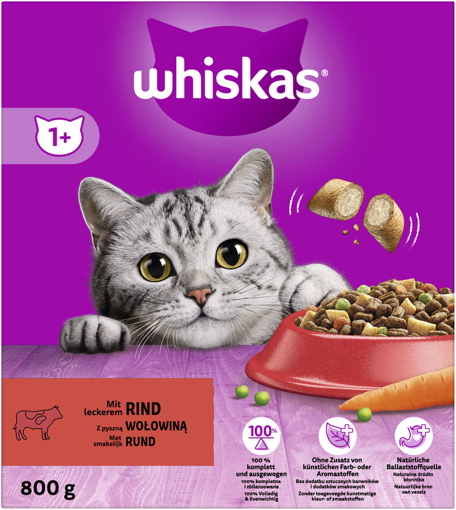 Whiskas - 1+ mit Rind - 5 x 800 g - 1