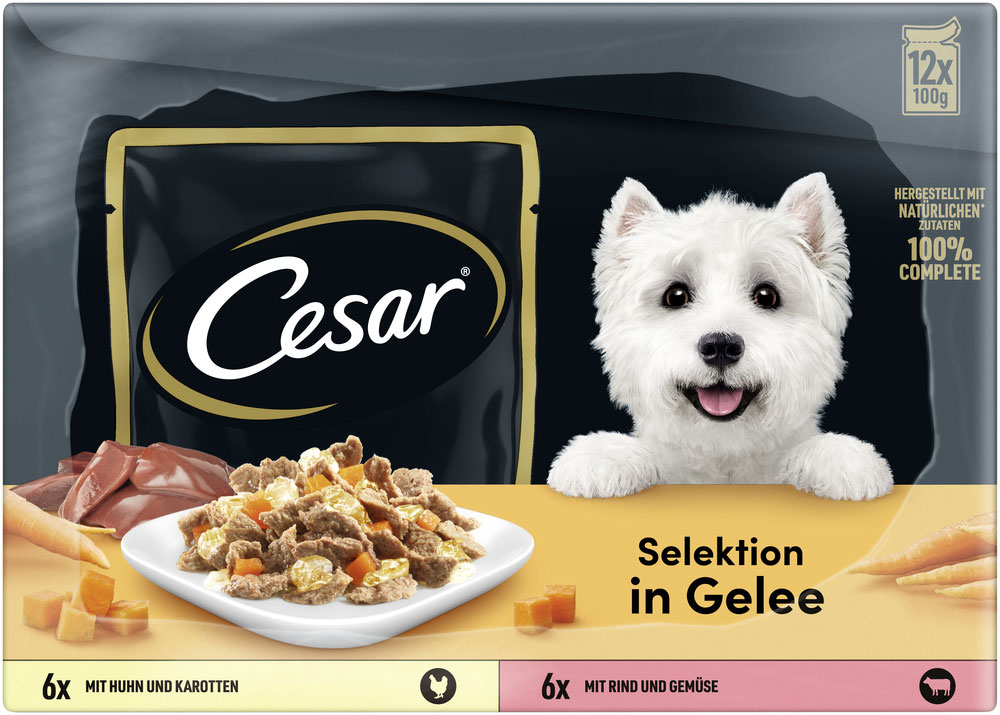 Cesar - Multipack in Gelee mit Fleisch & Gemüse - 4 x 12X100g - 5