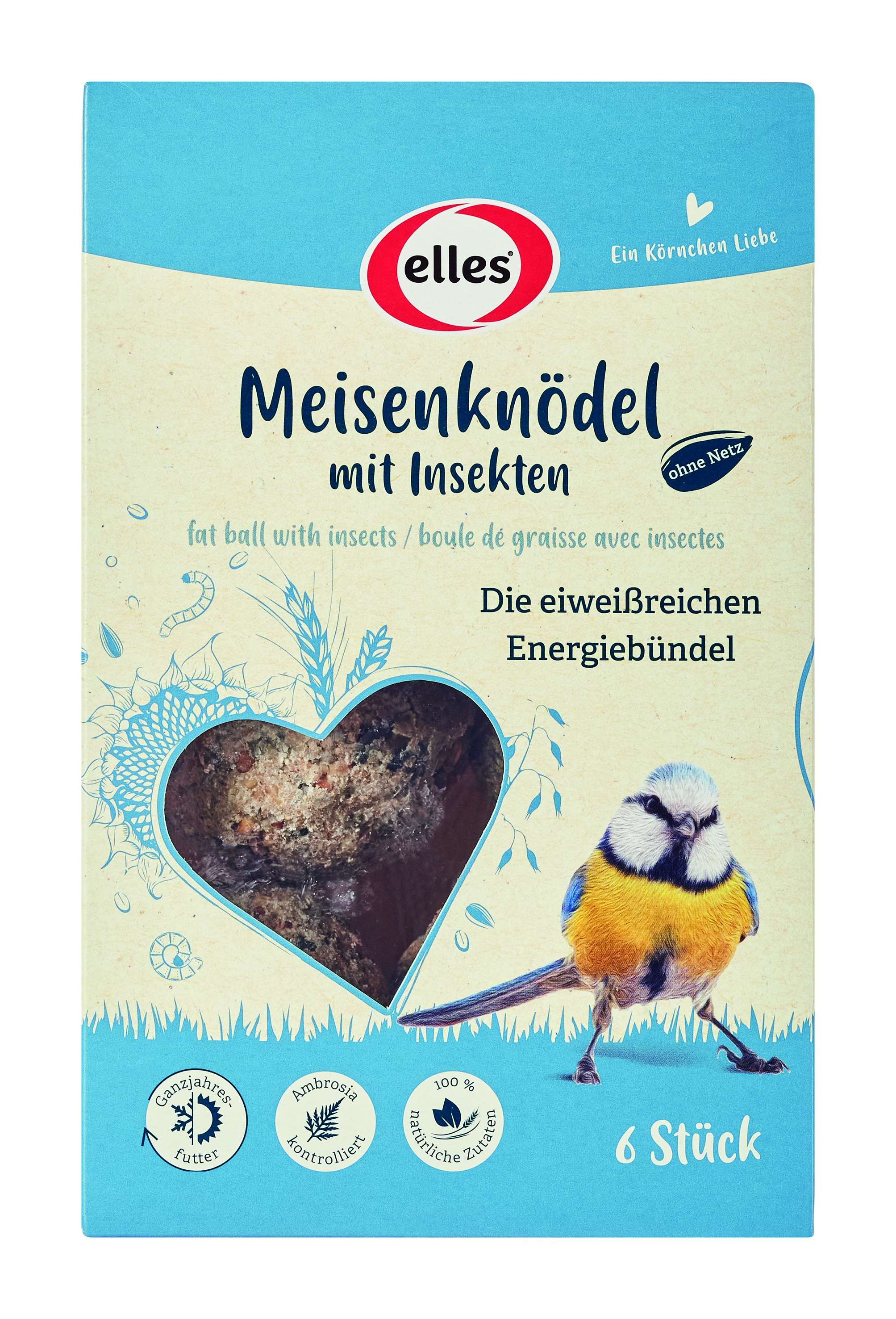 Meisenknödel ohne Netz mit Insekten 6 Stück