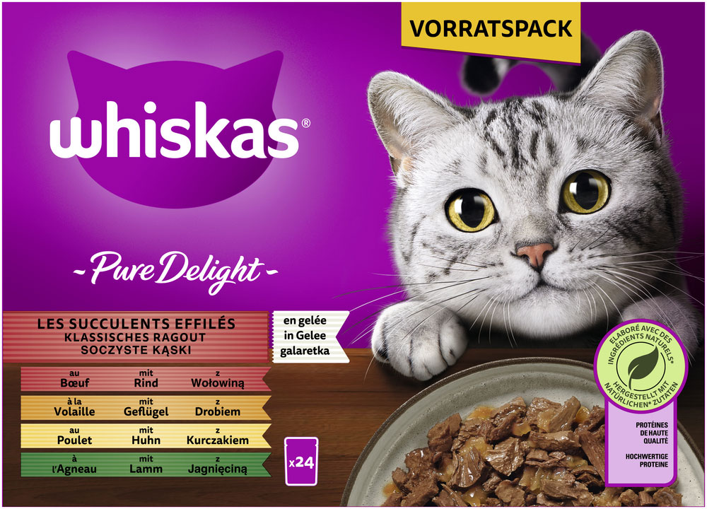 Whiskas Pure Delight Multipack Klassisches Ragout in Gelee