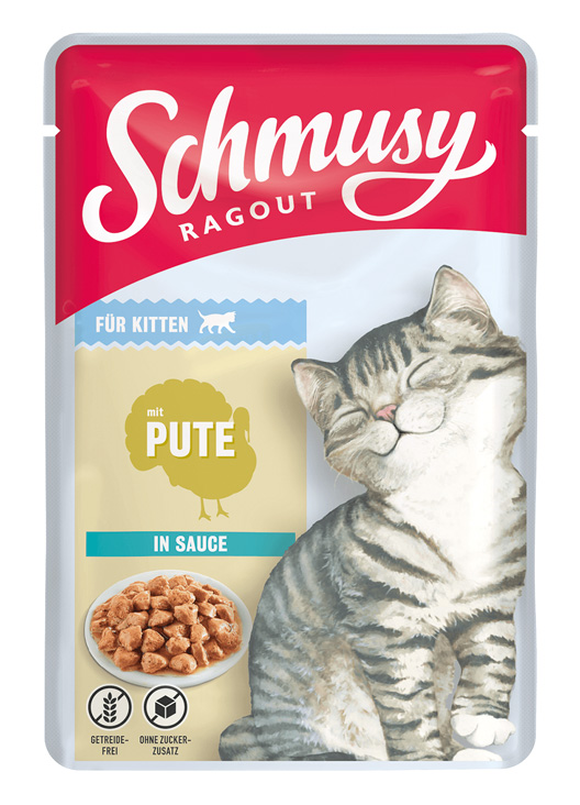 Schmusy - Ragout für Kitten mit Pute in Sauce - 22 x 100 g - 1
