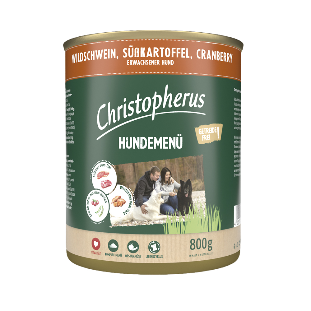 Hundemenü mit Wildschwein, Süßkartoffel & Cranberry