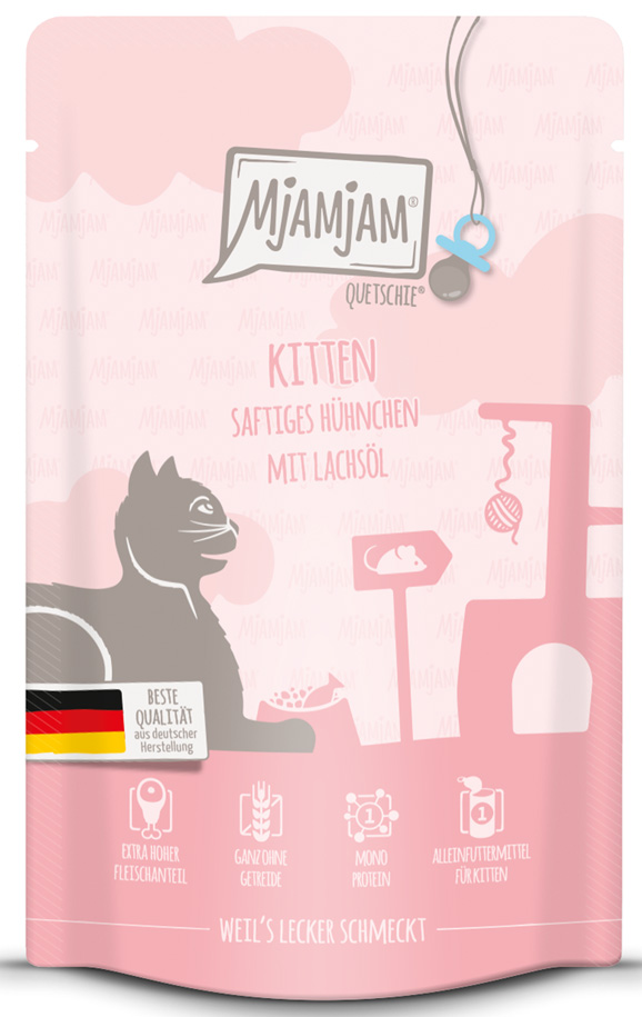 MjAMjAM - Kitten saftiges Hühnchen mit Lachsöl - 12 x 125 g - 1