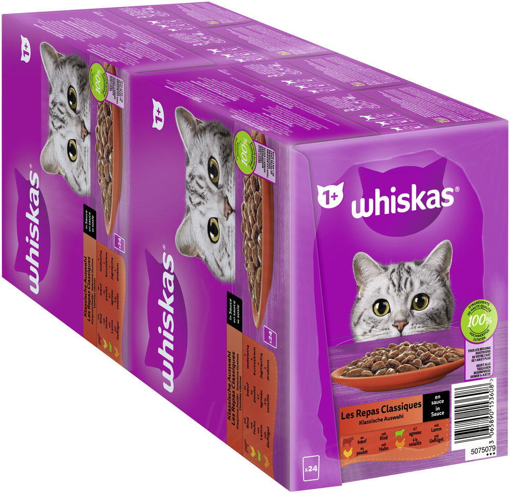 Whiskas - Core 1+ Klassische Auswahl in Sauce - 2 x 2040g - 3