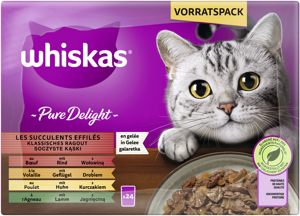 Whiskas - Whiskas Pure Delight Multipack Klassisches Ragout in Gelee - 2 x 24X85g - 4
