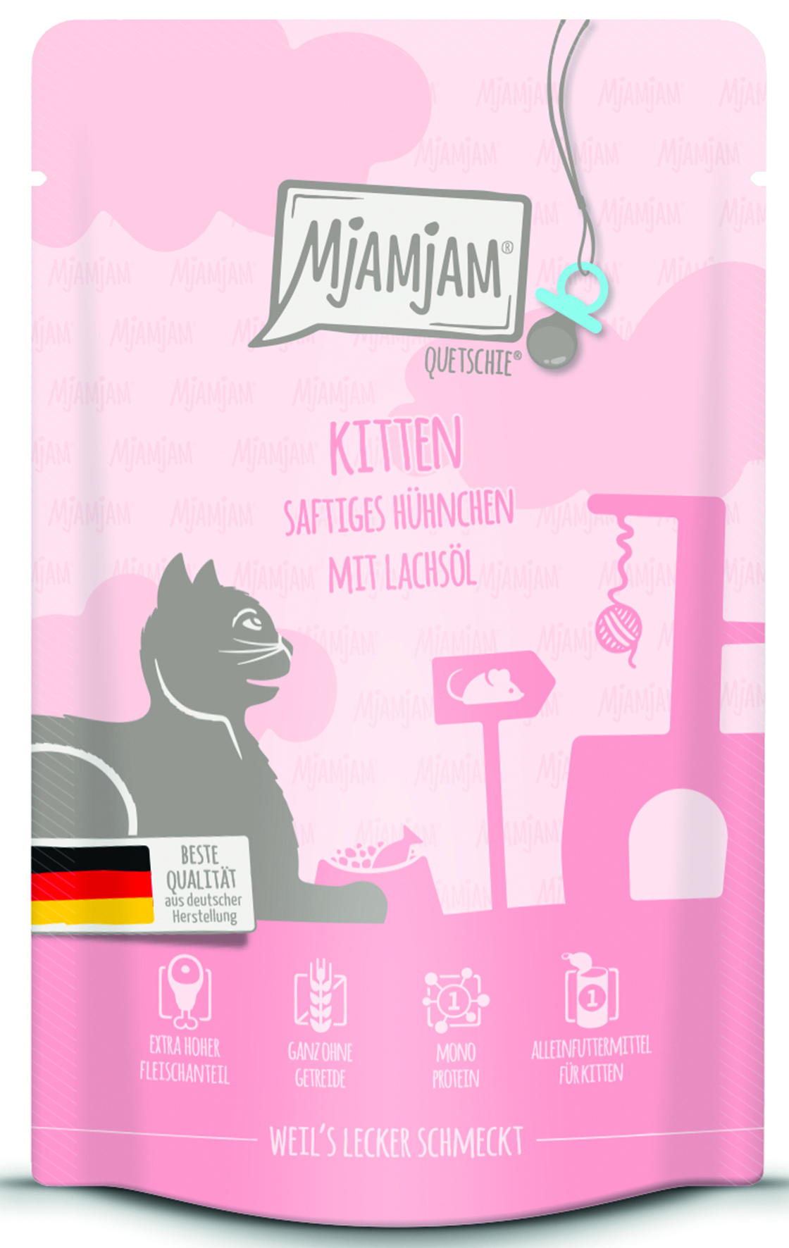 MjAMjAM - Kitten saftiges Hühnchen mit Lachsöl - 12 x 125 g - 1