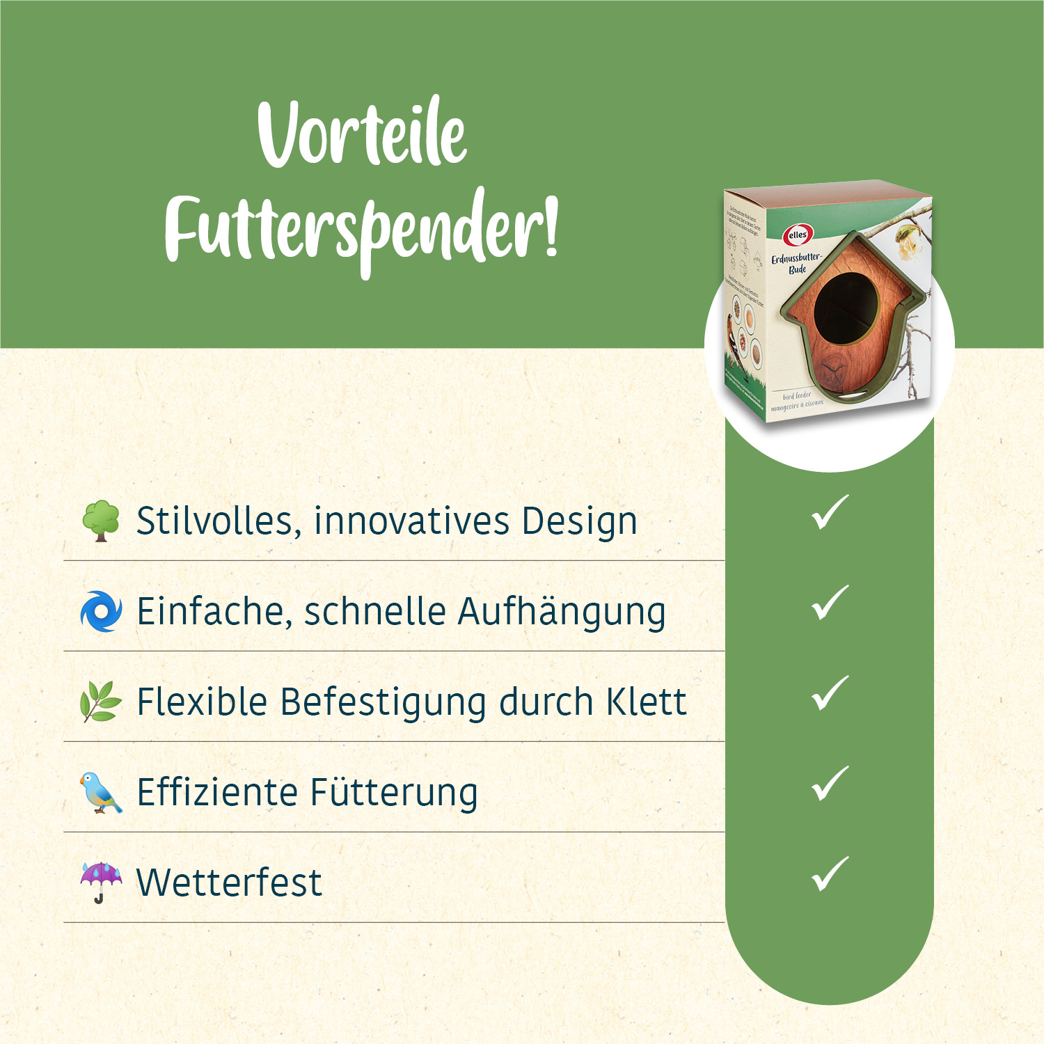 elles - Vogelfutterspender  "Erdnussbutter-Bude" - 6 x 1 Stück - 3