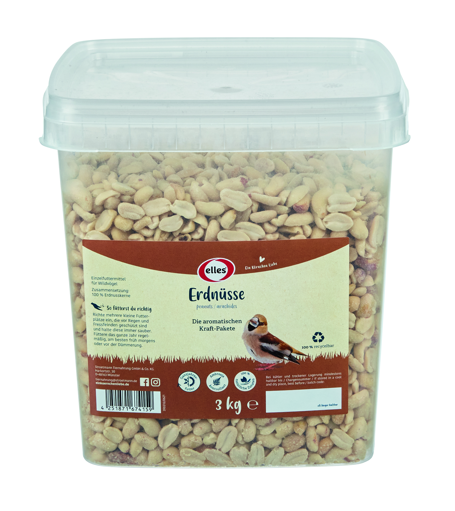 Erdnüsse 3kg Eimer