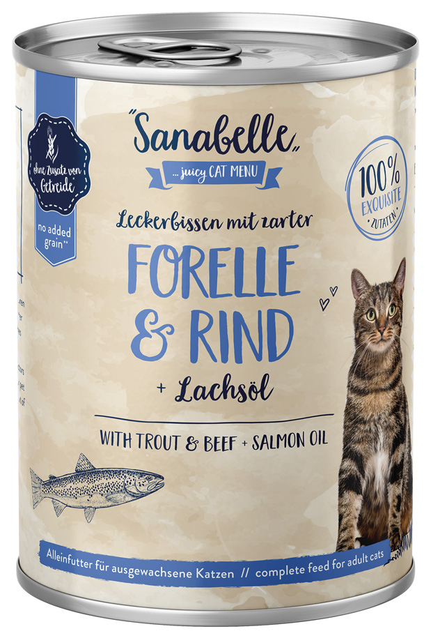 Sanabelle - Forelle & Rind + Lachsöl - 6 x 400 g - 1