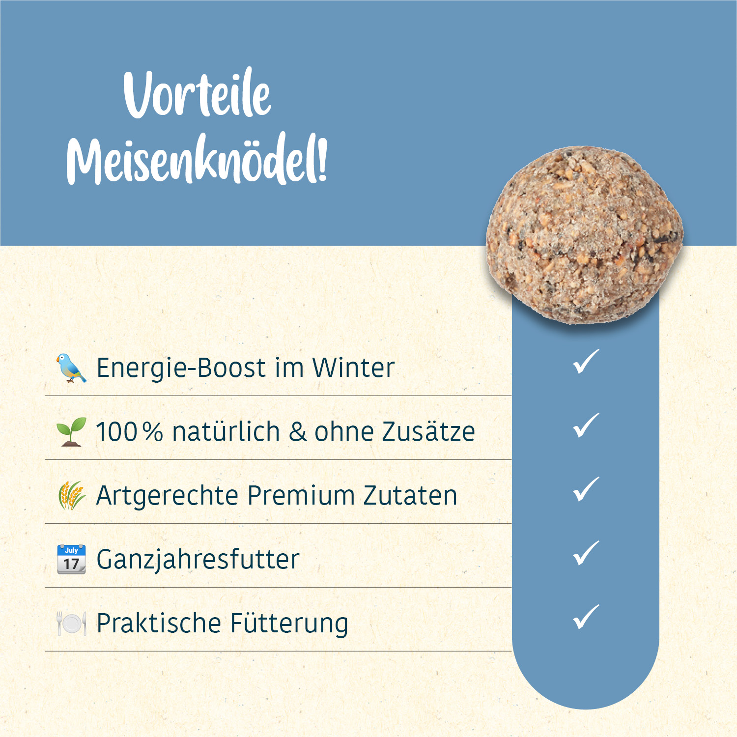 elles - Meisenknödel ohne Netz mit Nüssen 6 Stück - 6 x 540 g - 3
