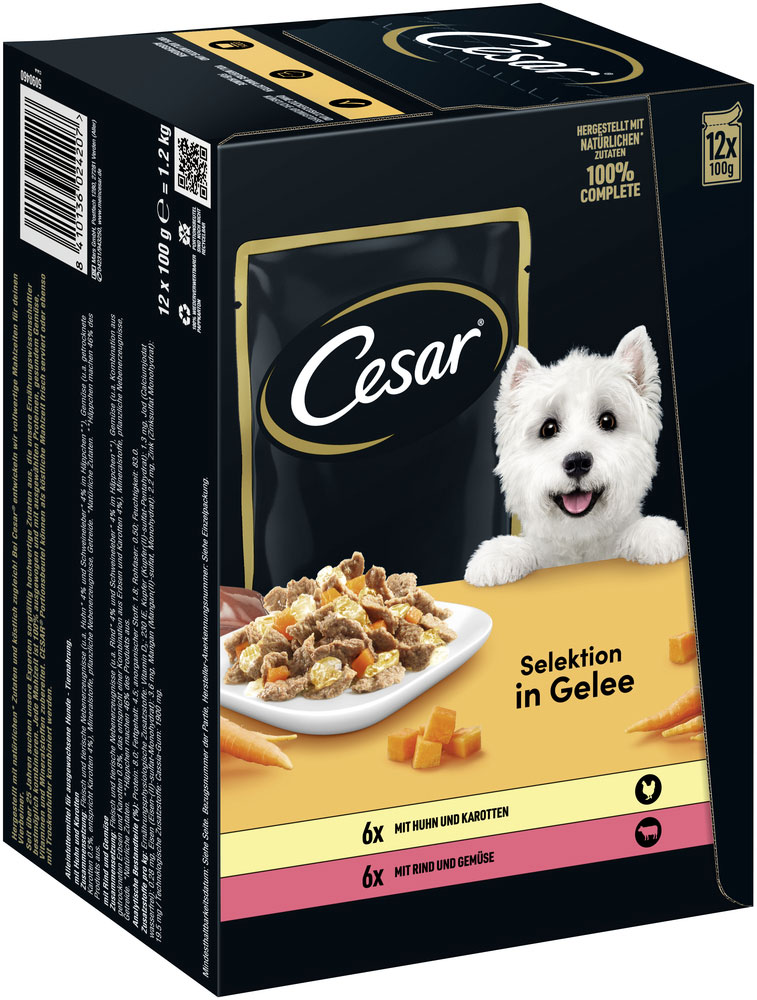 Cesar - Multipack in Gelee mit Fleisch & Gemüse - 1 x 12X100g - 3