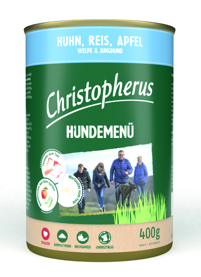 Hundemenü Junior - mit Huhn, Reis & Apfel