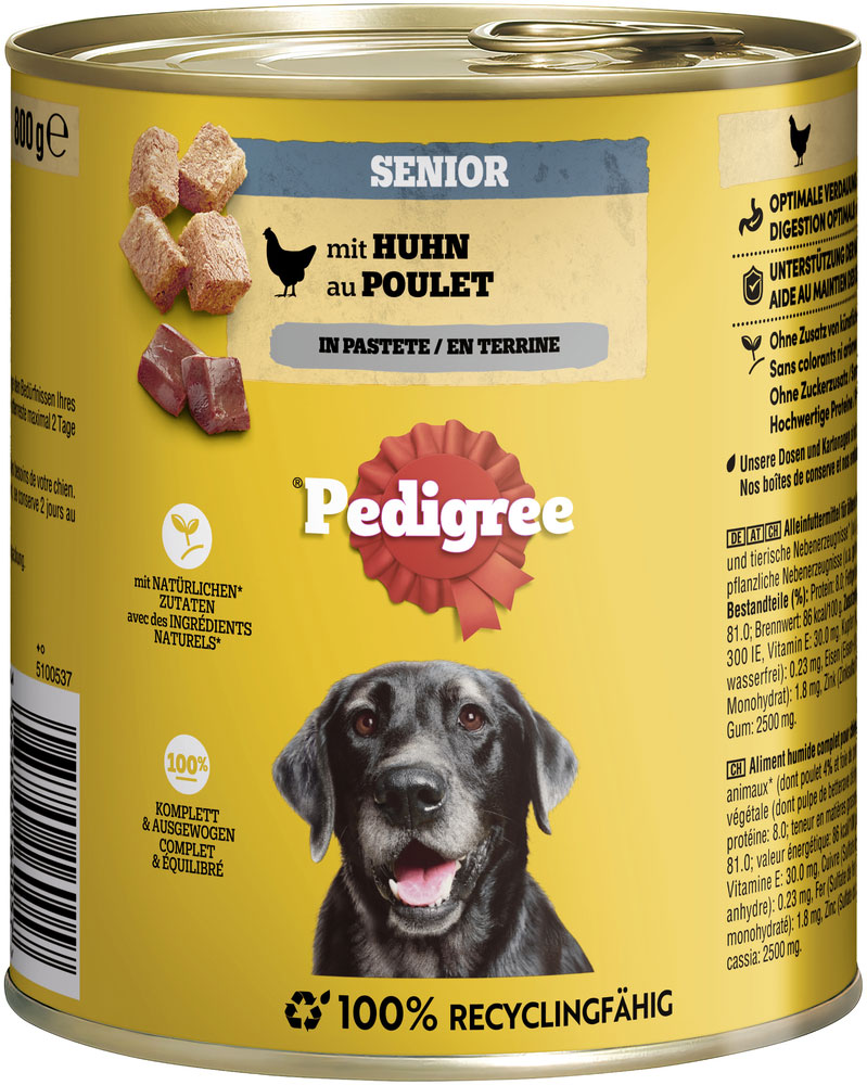 Pedigree - Senior Huhn in Pastete - 12 x 800 g - 1