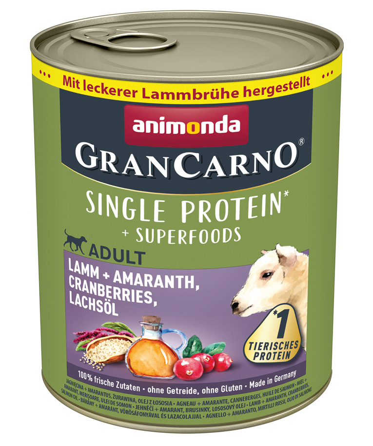 Animonda Gran Carno - Superfoods mit Lamm, Amaranth, Cranberries & Lachsöl - 6 x 800g - 1