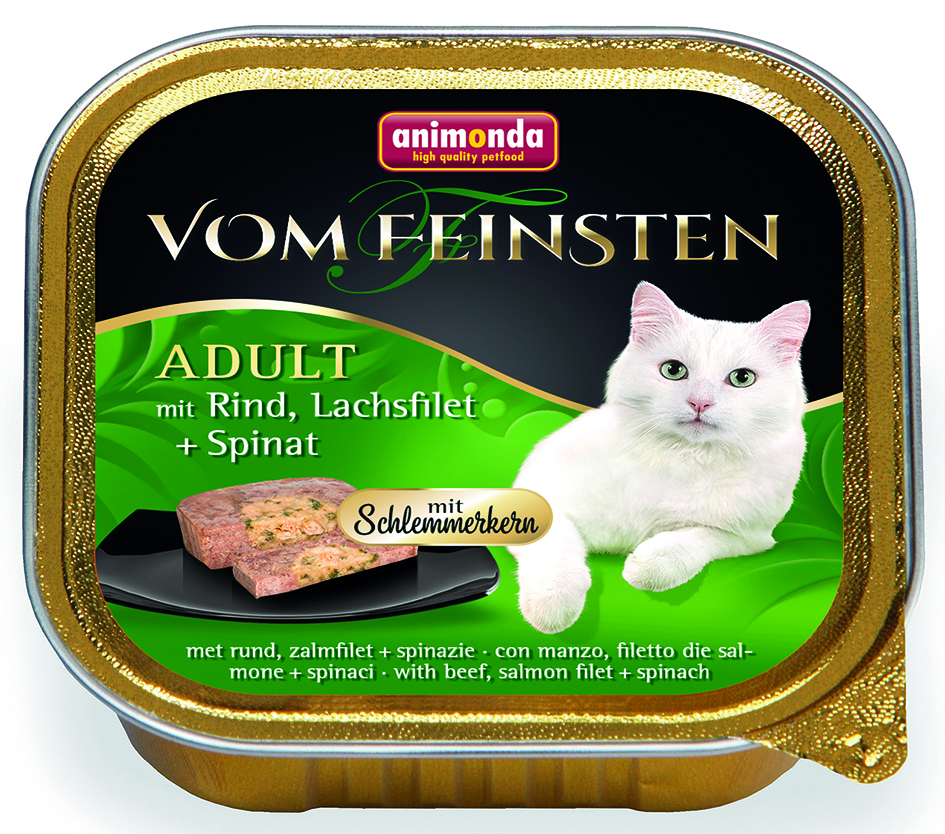 mit Rind, Lachsfilet + Spinat