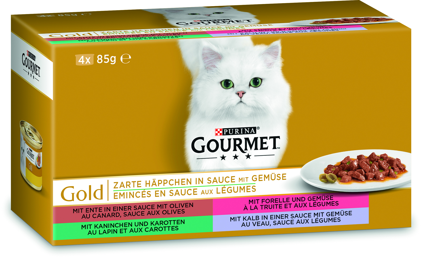 Gold zarte Häppchen in Sauce 4er MP mit Gemüse
