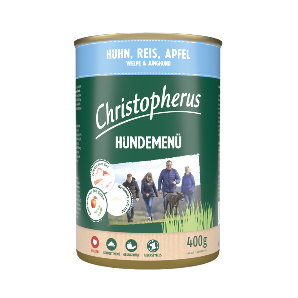 Hundemenü Junior - mit Huhn, Reis & Apfel