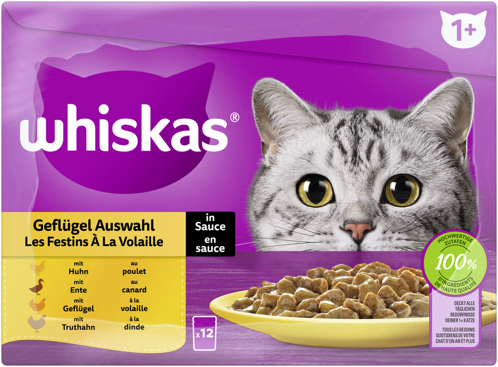 Whiskas - Whiskas Multipack 1+ Geflügel Auswahl in Sauce - 4 x 12X85g - 4