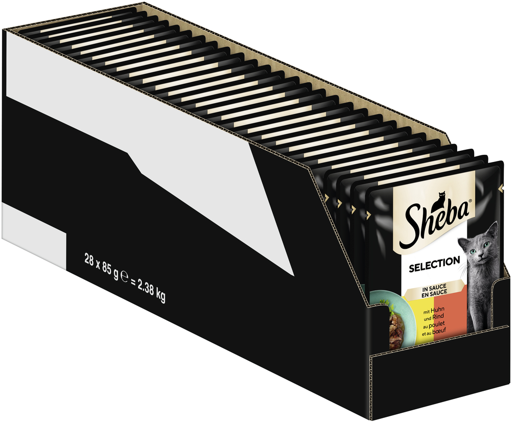 Sheba - Selection in Sauce mit Huhn & Rind - 28 x 85g - 2