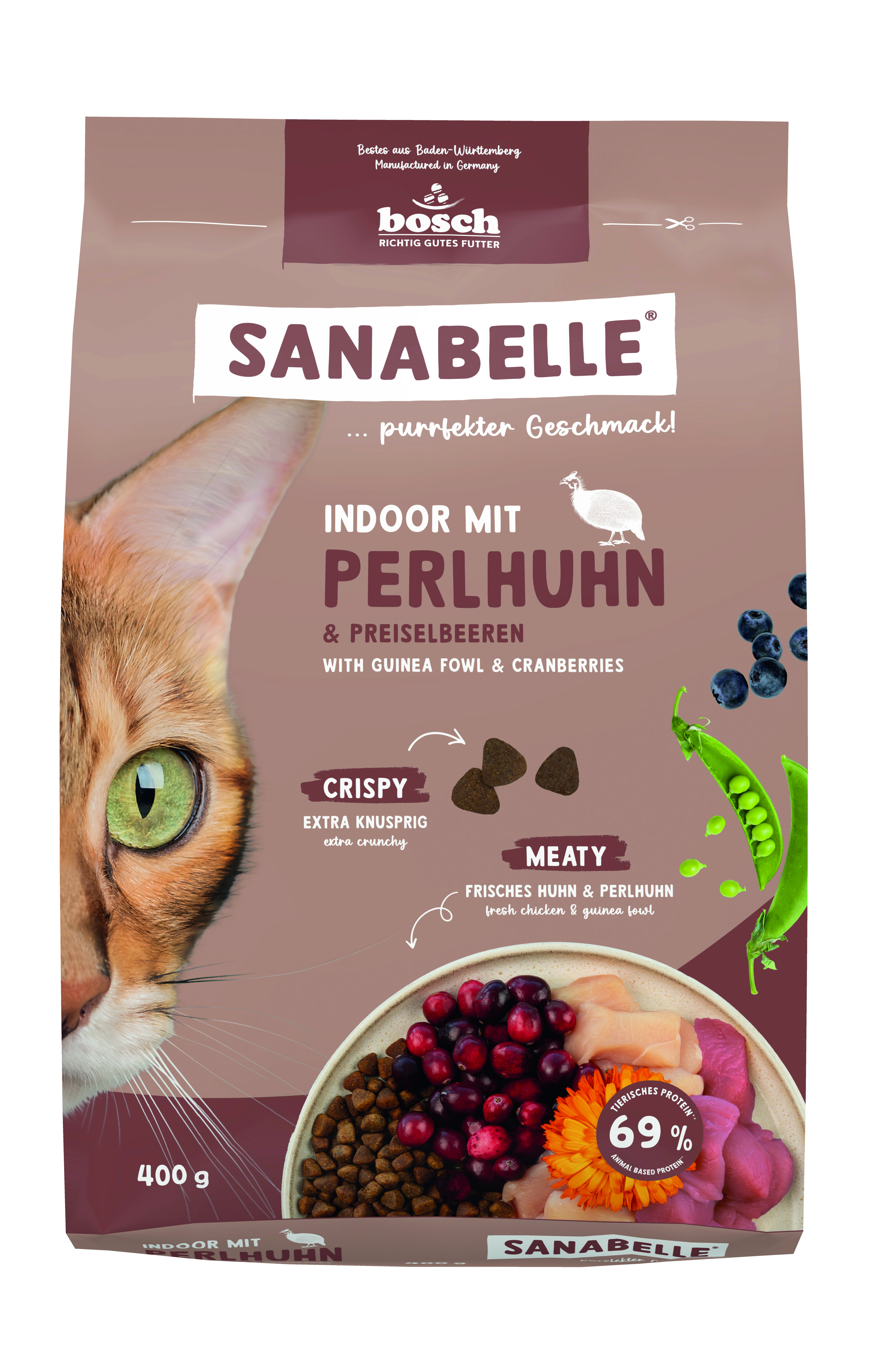 Sanabelle - Indoor mit Perlhuhn - 6 x 400 g - 1