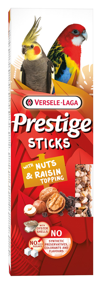 Prestige Sticks Grosssittiche mit Nüssen & Rosinentopping Prestige Sticks Grosssittiche mit Nüssen & Rosinentopping