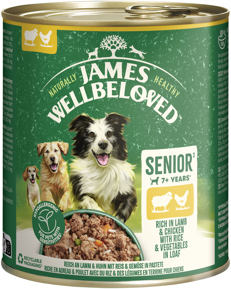 James Wellbeloved - Senior Reich an Lamm & Huhn mit Reis & Gemüse in Pastete - 6 x 800g - 1