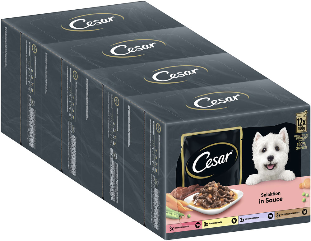 Cesar - Multipack in Sauce mit Fleisch & Gemüse - 1 x 12X100g - 2