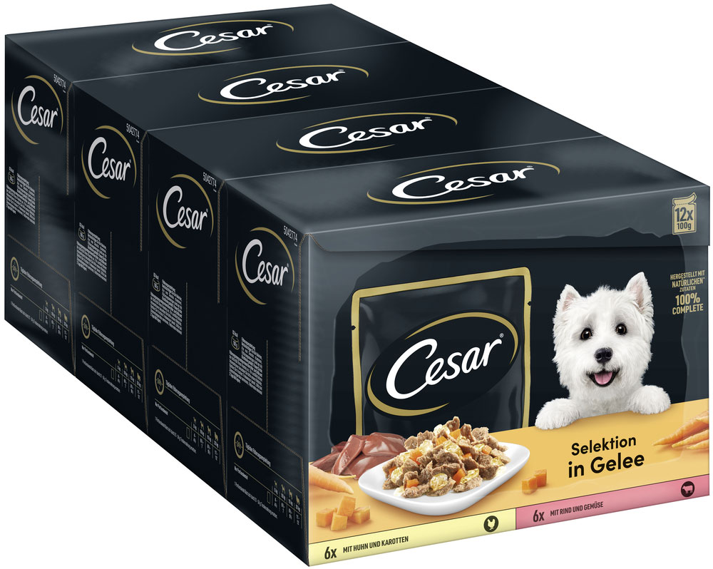 Cesar - Multipack in Gelee mit Fleisch & Gemüse - 4 x 12X100g - 3