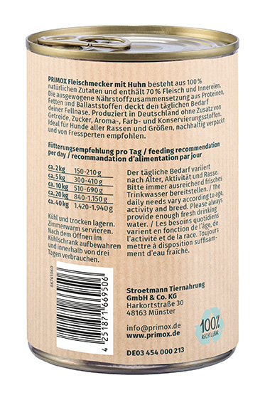 Primox - Hunde Nassfutter mit Huhn 6 x 400g - 6 x 400 g - 3