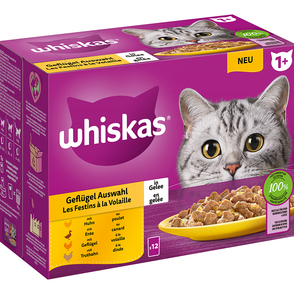 Whiskas - Whiskas Multipack 1+ Geflügel Auswahl in Gelee - 1