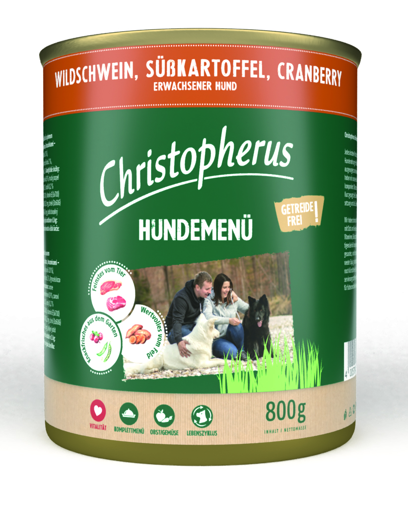 Hundemenü mit Wildschwein, Süßkartoffel & Cranberry