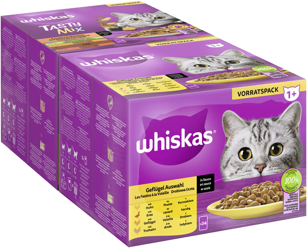 Whiskas - Whiskas Multipack 1+ Geflügel Auswahl in Sauce - 2 x 24X85g - 2