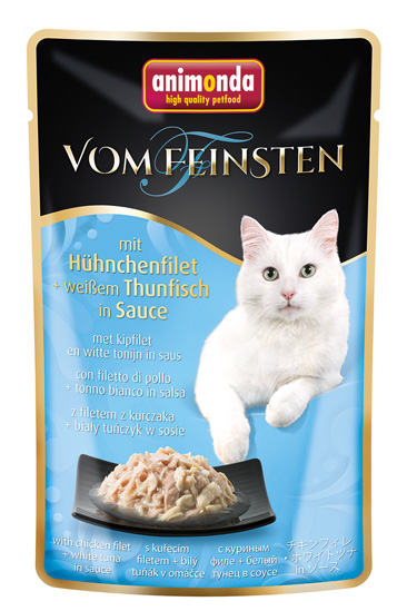 mit Hühnchenfilet + weißer Thunfisch in Sauce mit Hühnchenfilet + weißer Thunfisch in Sauce