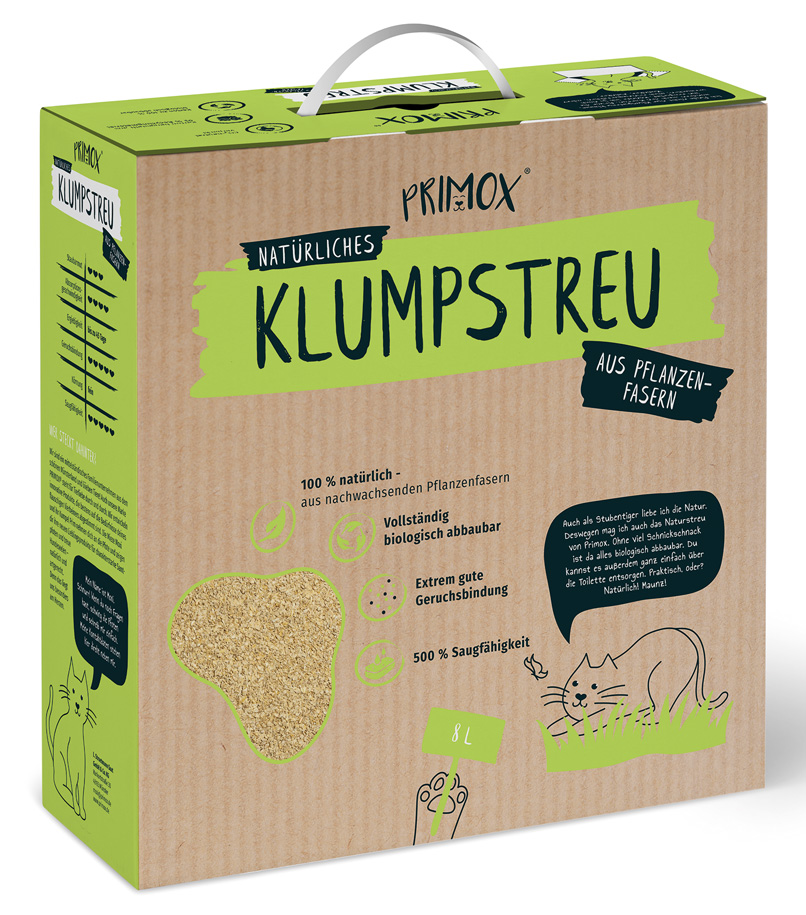 Primox - Natürliche Katzenstreu aus Pflanzenfasern  8 L - 1 x 8 Liter - 1