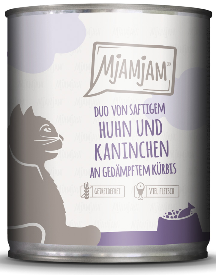 DUO vom saftigem Hühnchen & Kaninchen an gedämpften Kürbis