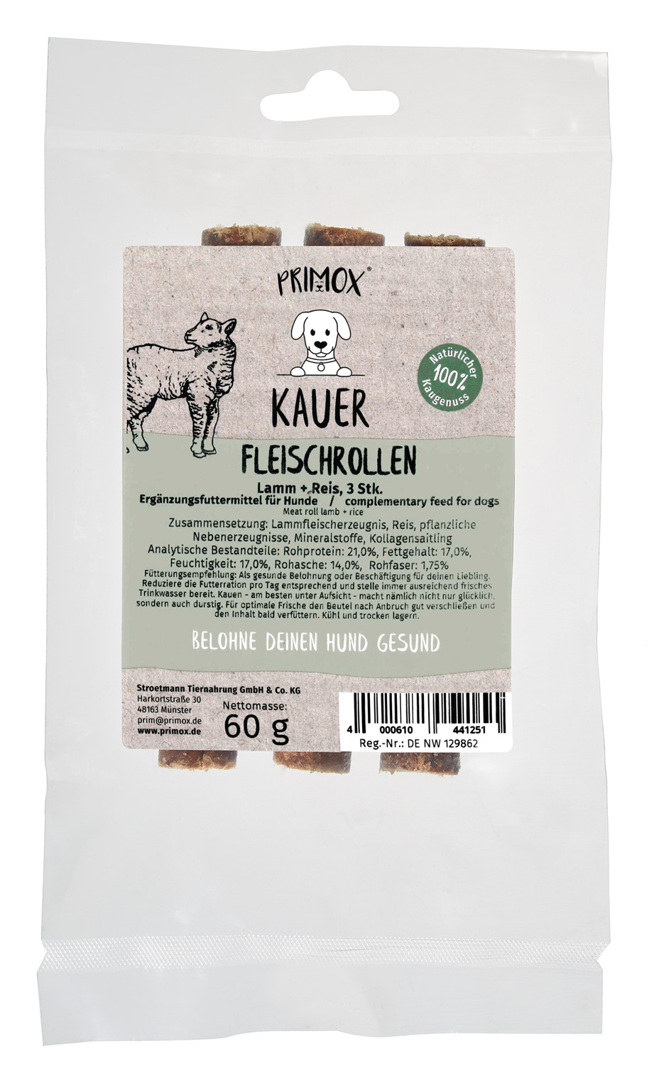 Fleischrolle mit Lamm + Reis