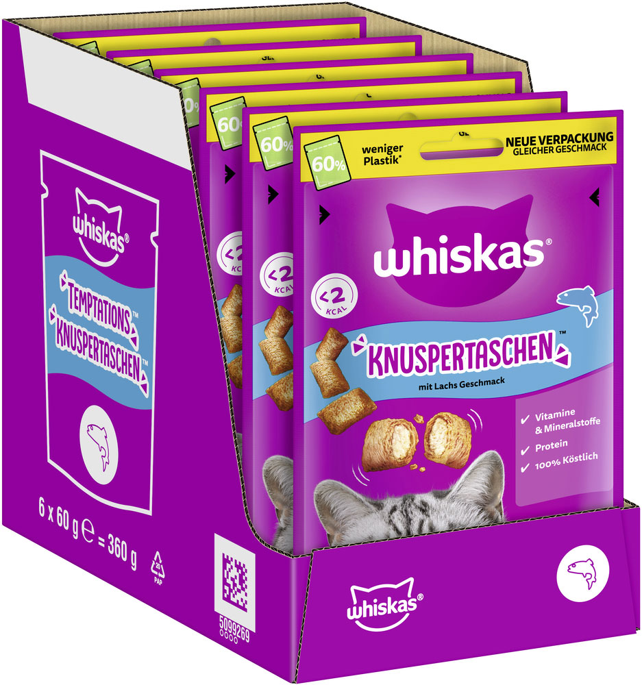 Whiskas - Knuspertaschen Lachs - 1 x 60g - 2