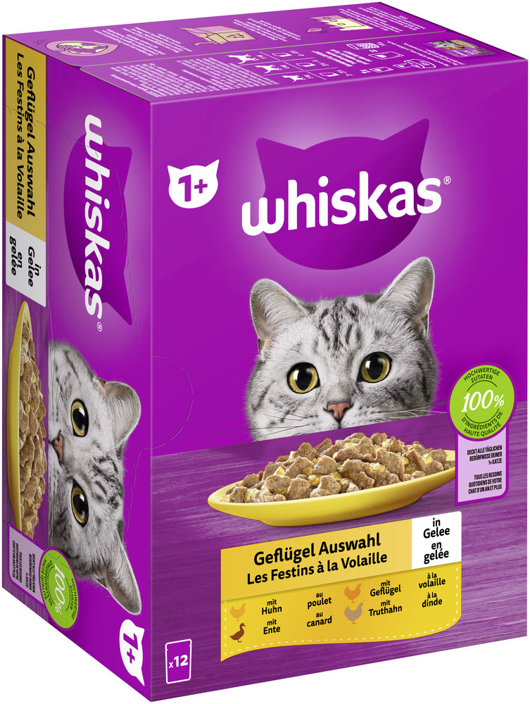 Whiskas - Whiskas Multipack 1+ Geflügel Auswahl in Gelee - 3