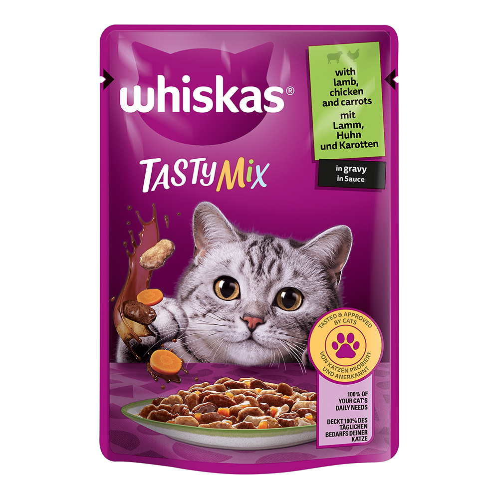 Whiskas Tasty Mix mit Lamm, Huhn und Karotten in Sauce