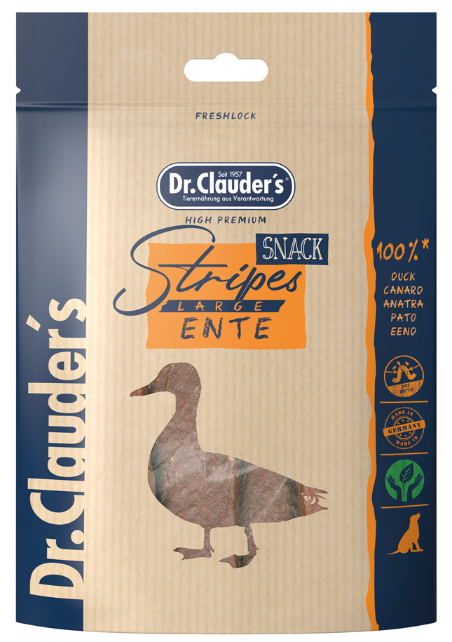 Dr. Clauder - Entenfleisch Stripes Large - 1 x 80g - 1