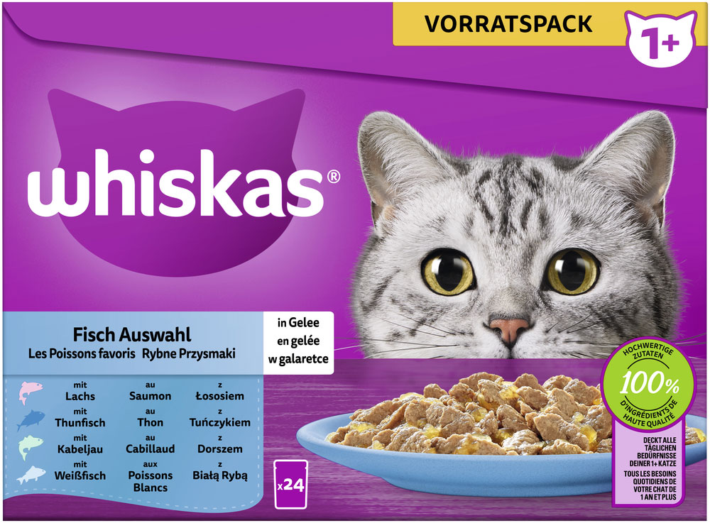 Whiskas - Whiskas Multipack 1+ FischAuswahl in Gelee - 1 x 24X85g - 1