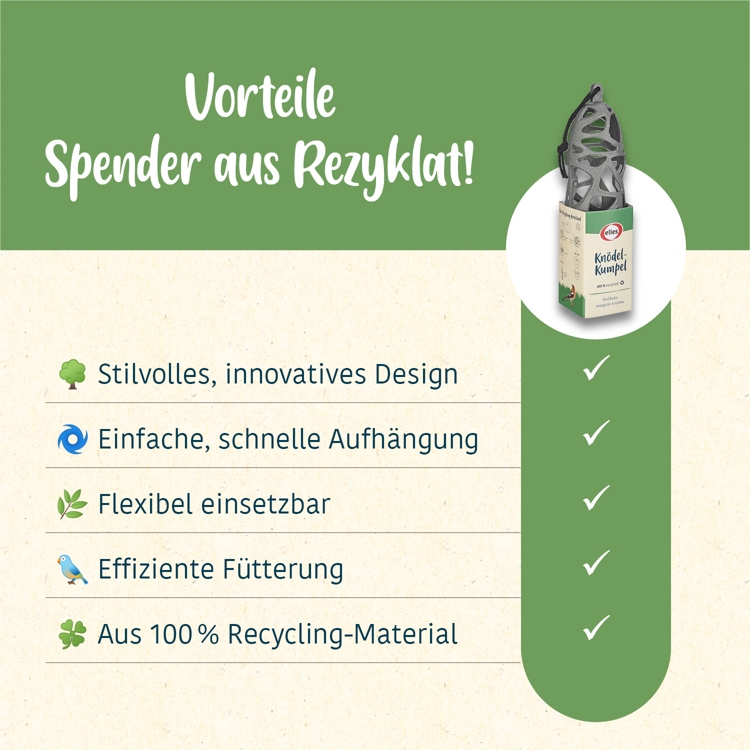 elles - Meisenknödelhalter "Knödel-Kumpel" - 11 x 1 Stück - 2