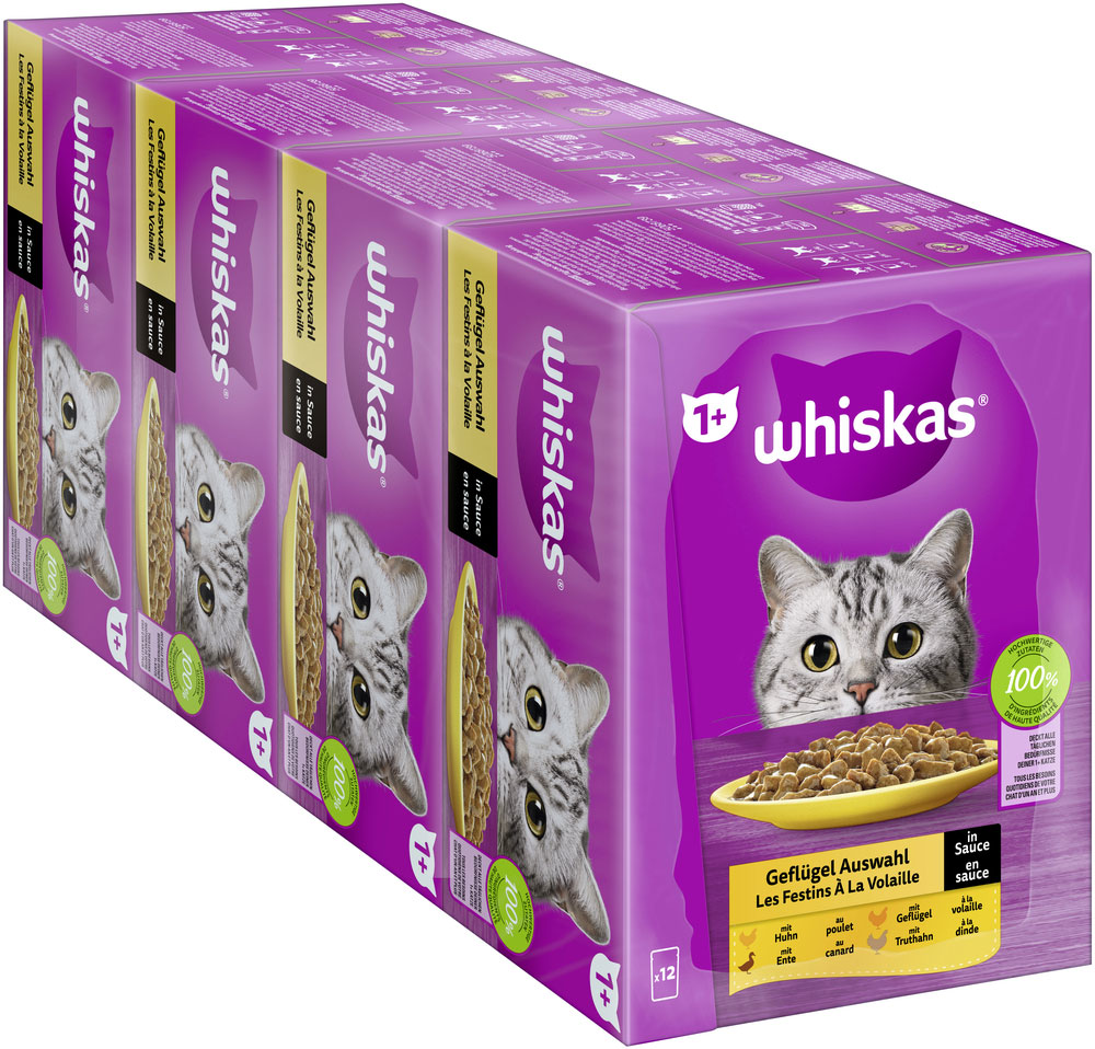 Whiskas - Whiskas Multipack 1+ Geflügel Auswahl in Sauce - 4 x 12X85g - 3