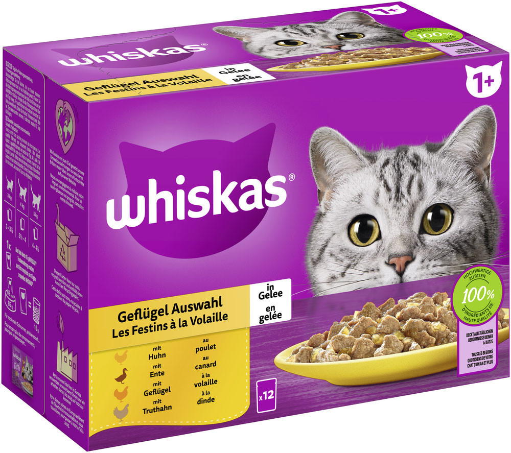 Whiskas - Whiskas Multipack 1+ Geflügel Auswahl in Gelee - 2