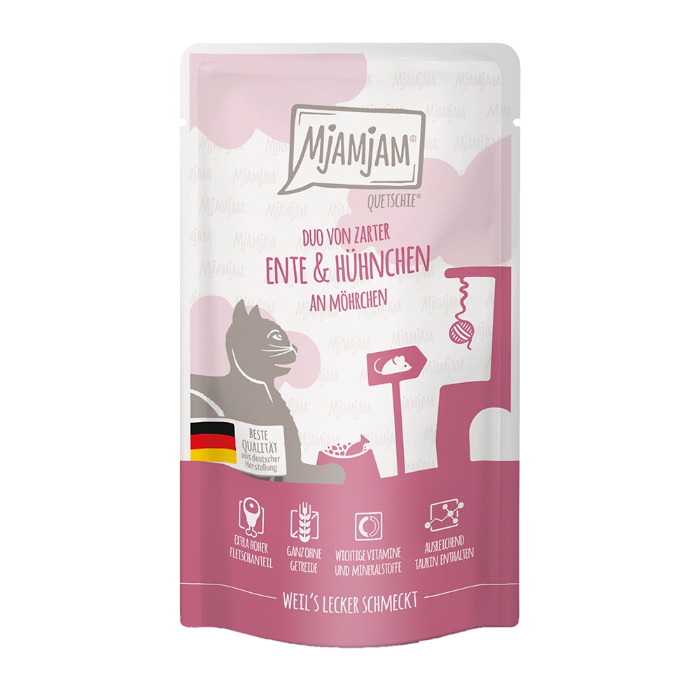 MjAMjAM - Quetschie - DUO von von zarter Ente & saftigem Hühnchen an Möhrchen 125g - 1